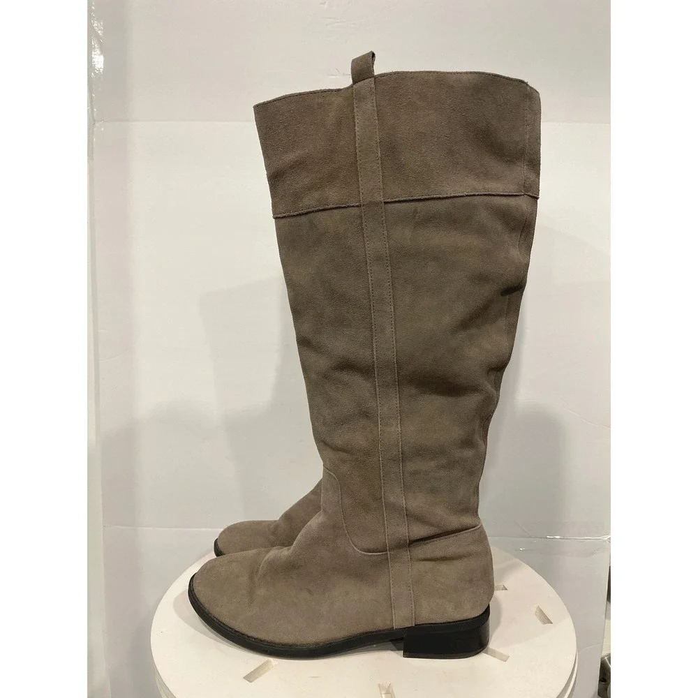 Torrid Womens 9W Tan Genuine Suede Over Knee High‎ Boots Side Zip Block Heel
